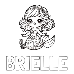 BRIELLE Coloring Page and Coloring Page of a Charming Mermaid