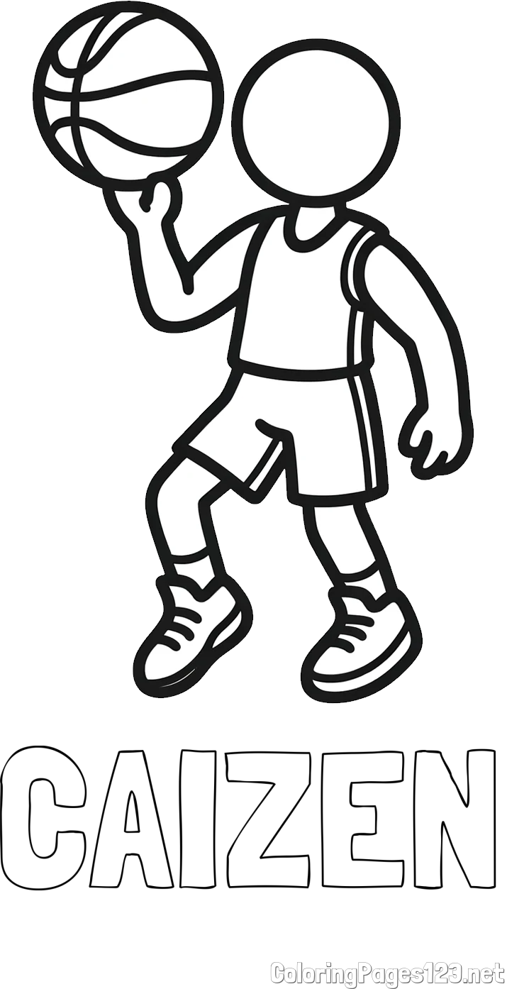 CAIZEN Coloring Page and Children's Coloring Page of Basketball Player