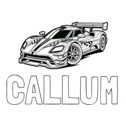 Online Created Coloring Page - CALLUM Coloring Page and Coloring Page of a Futuristic Racing Car