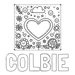 Online Created Coloring Page - COLBIE Coloring Page and Free Printable Coloring Page of Heart and Flowers