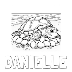 Online Created Coloring Page - DANIELLE Coloring Page and Coloring Page of a Realistic Sea Turtle Laying Eggs