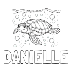 Online Created Coloring Page - DANIELLE Coloring Page and Coloring Page of a Sea Turtle Swimming in the Ocean