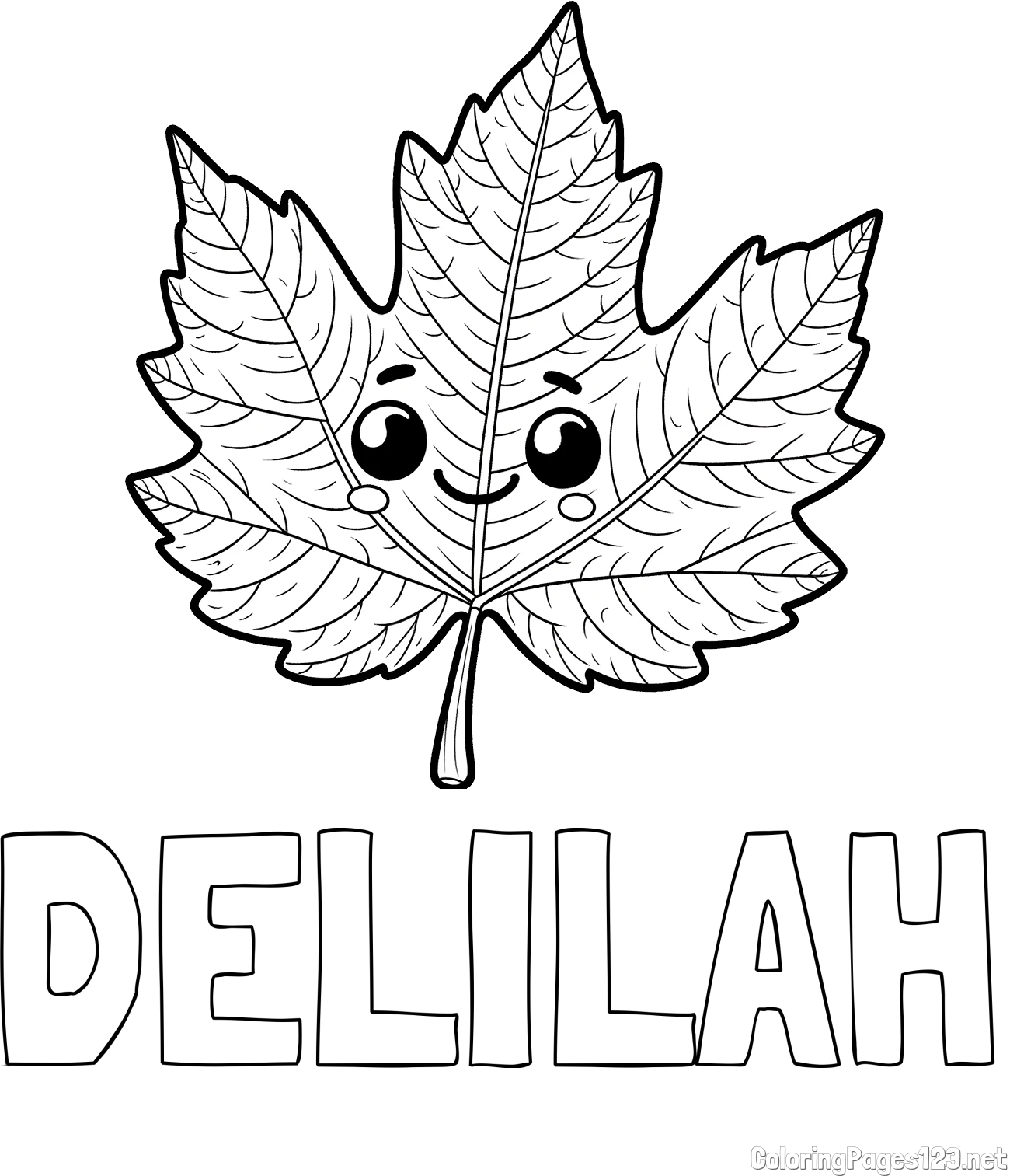 DELILAH Coloring Page and Smiling Leaf Coloring Page for Kids
