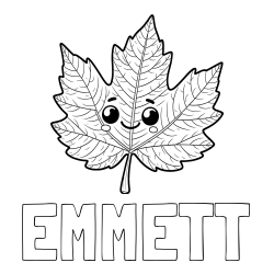 Online Created Coloring Page - EMMETT Coloring Page and Smiling Leaf Coloring Page for Kids