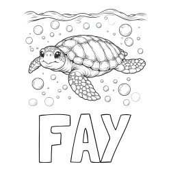 Online Created Coloring Page - FAY Coloring Page and Coloring Page of a Sea Turtle Swimming in the Ocean