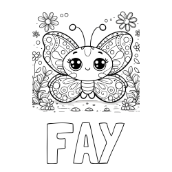 Online Created Coloring Page - FAY Coloring Page and Cute Butterfly Coloring Page