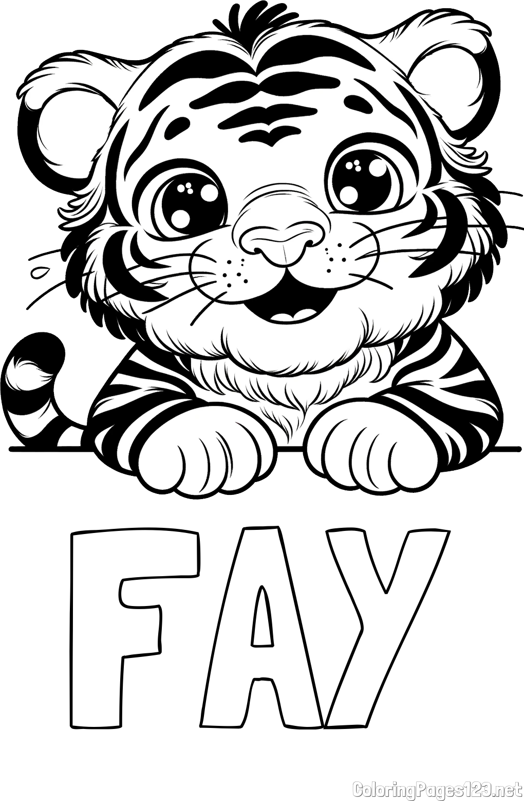 FAY Coloring Page and Tiger Cub Coloring Page