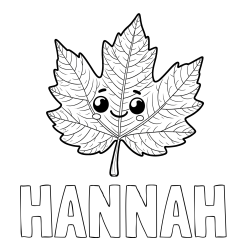 Online Created Coloring Page - HANNAH Coloring Page and Smiling Leaf Coloring Page for Kids
