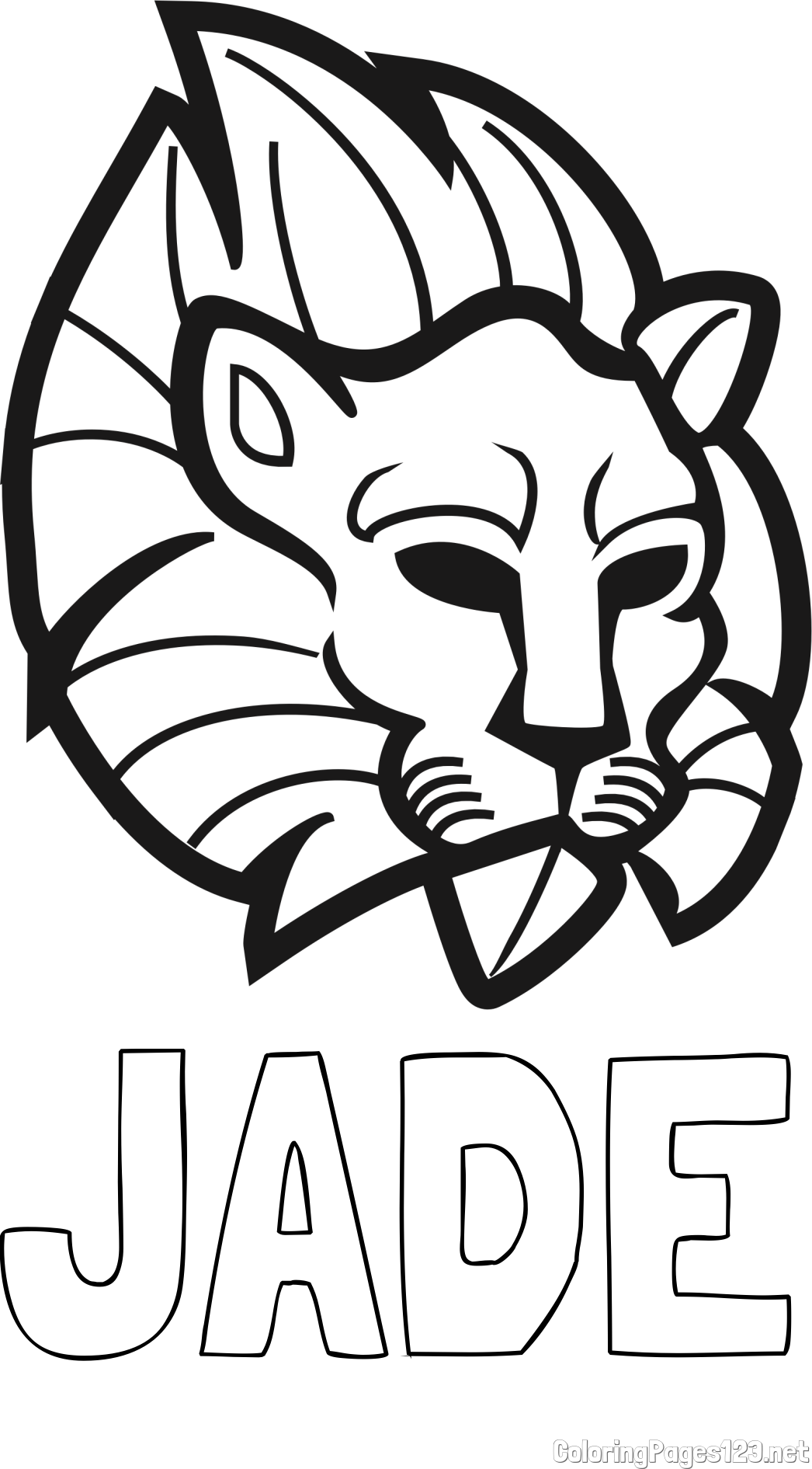 JADE Coloring Page and Abstract Lion Face Coloring Page