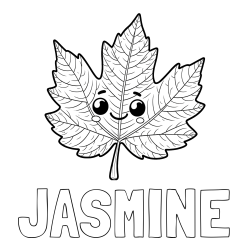 Online Created Coloring Page - JASMINE Coloring Page and Smiling Leaf Coloring Page for Kids