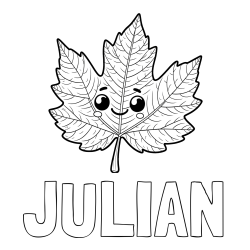Online Created Coloring Page - JULIAN Coloring Page and Smiling Leaf Coloring Page for Kids