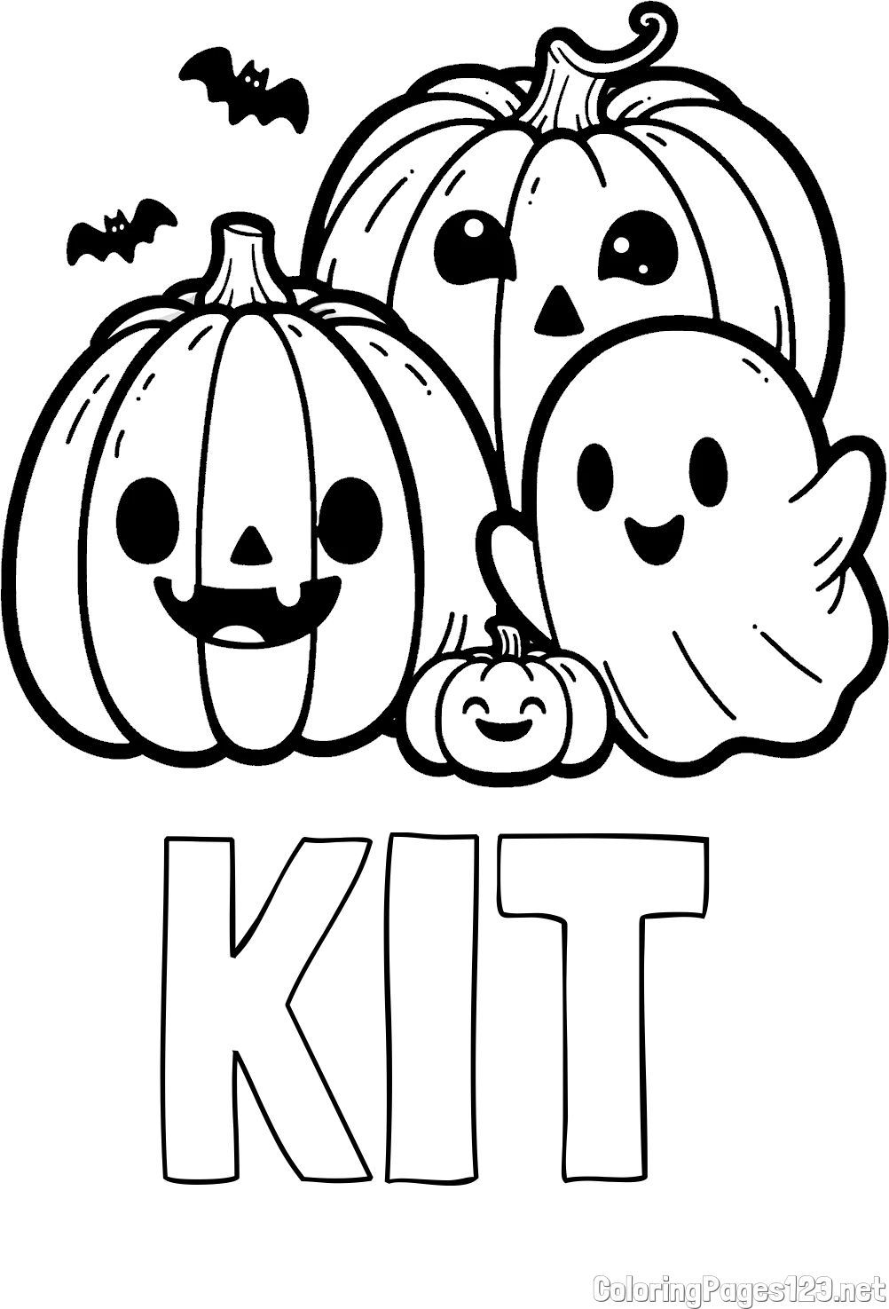 KIT Coloring Page and Halloween Pumpkin and Ghost Coloring Page
