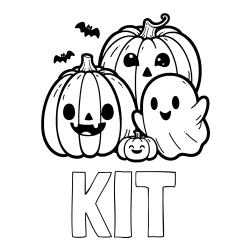 Online Created Coloring Page - KIT Coloring Page and Halloween Pumpkin and Ghost Coloring Page