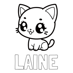 Online Created Coloring Page - LAINE Coloring Page and Coloring Page of an Anime Cat