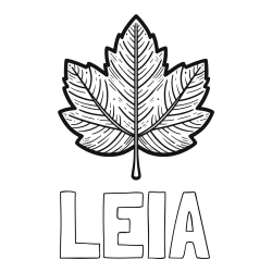 Online Created Coloring Page - LEIA Coloring Page and Autumn Leaf Coloring Page