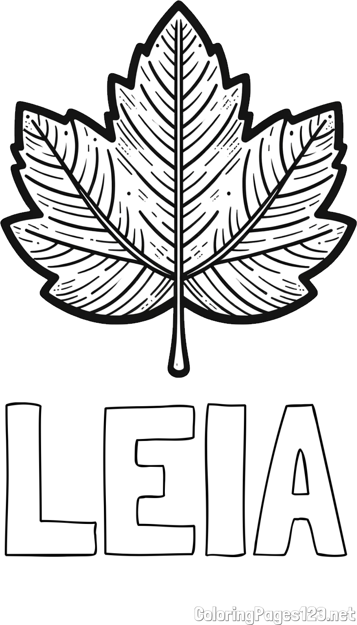 LEIA Coloring Page and Autumn Leaf Coloring Page