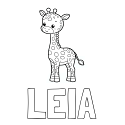 Online Created Coloring Page - LEIA Coloring Page and Cute Giraffe Coloring Page for Kids