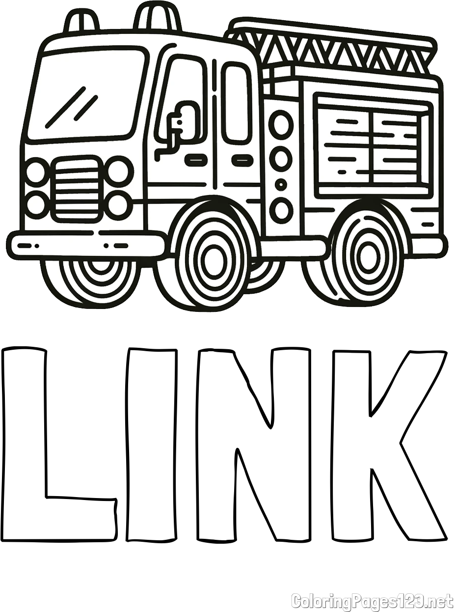 LINK Coloring Page and Coloring page of a fire truck