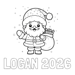 Online Created Coloring Page - LOGAN 2026 Coloring Page and Free Coloring Page of Santa Claus with Presents