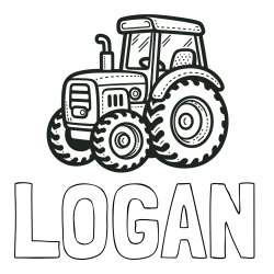 Online Created Coloring Page - LOGAN Coloring Page and Beautiful Tractor Coloring Page