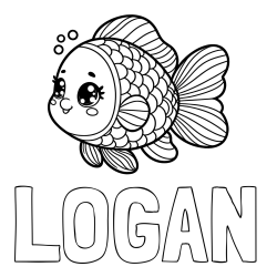 LOGAN Coloring Page and Coloring Page of a Cute Fish