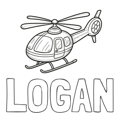 Online Created Coloring Page - LOGAN Coloring Page and Coloring Page of a Small Helicopter