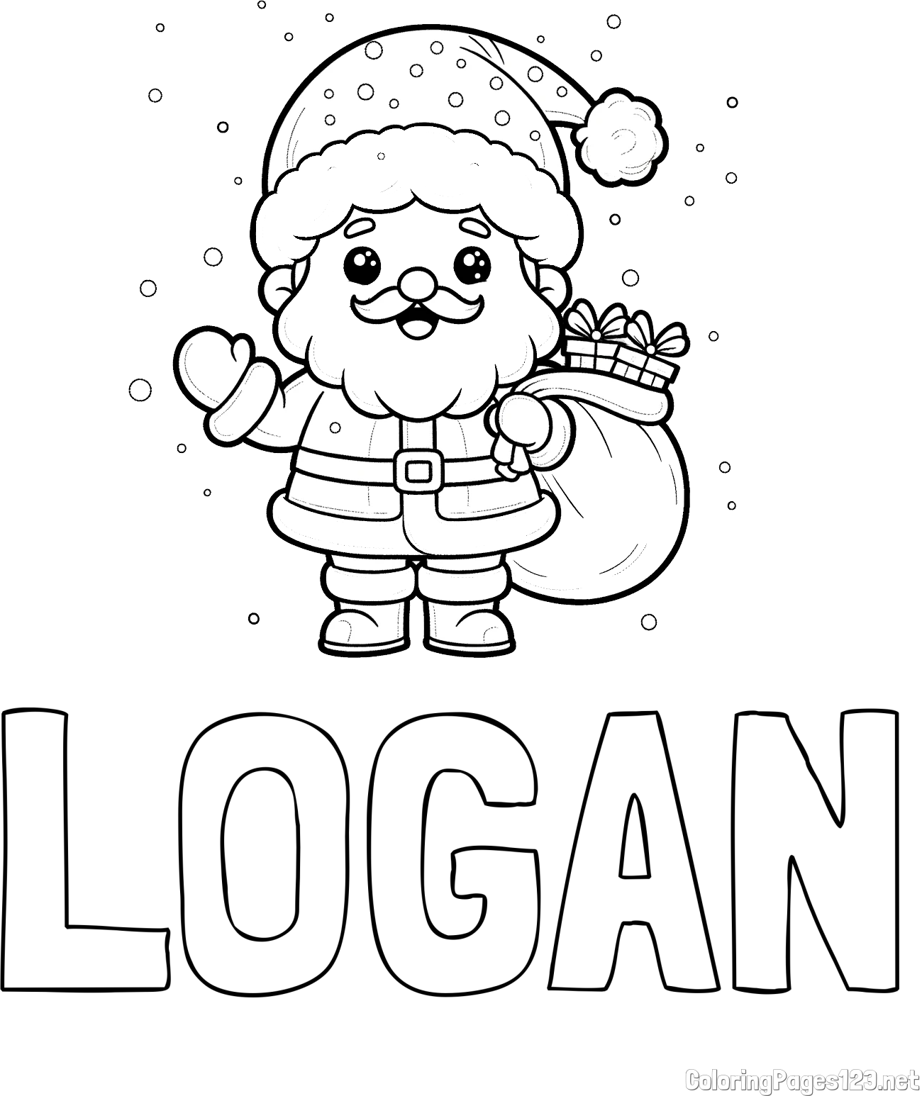 LOGAN Coloring Page and Free Coloring Page of Santa Claus with Presents