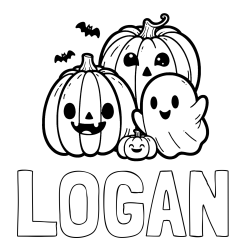 LOGAN Coloring Page and Halloween Pumpkin and Ghost Coloring Page
