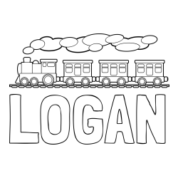 Online Created Coloring Page - LOGAN Coloring Page and Kids’ Steam Locomotive Coloring Page