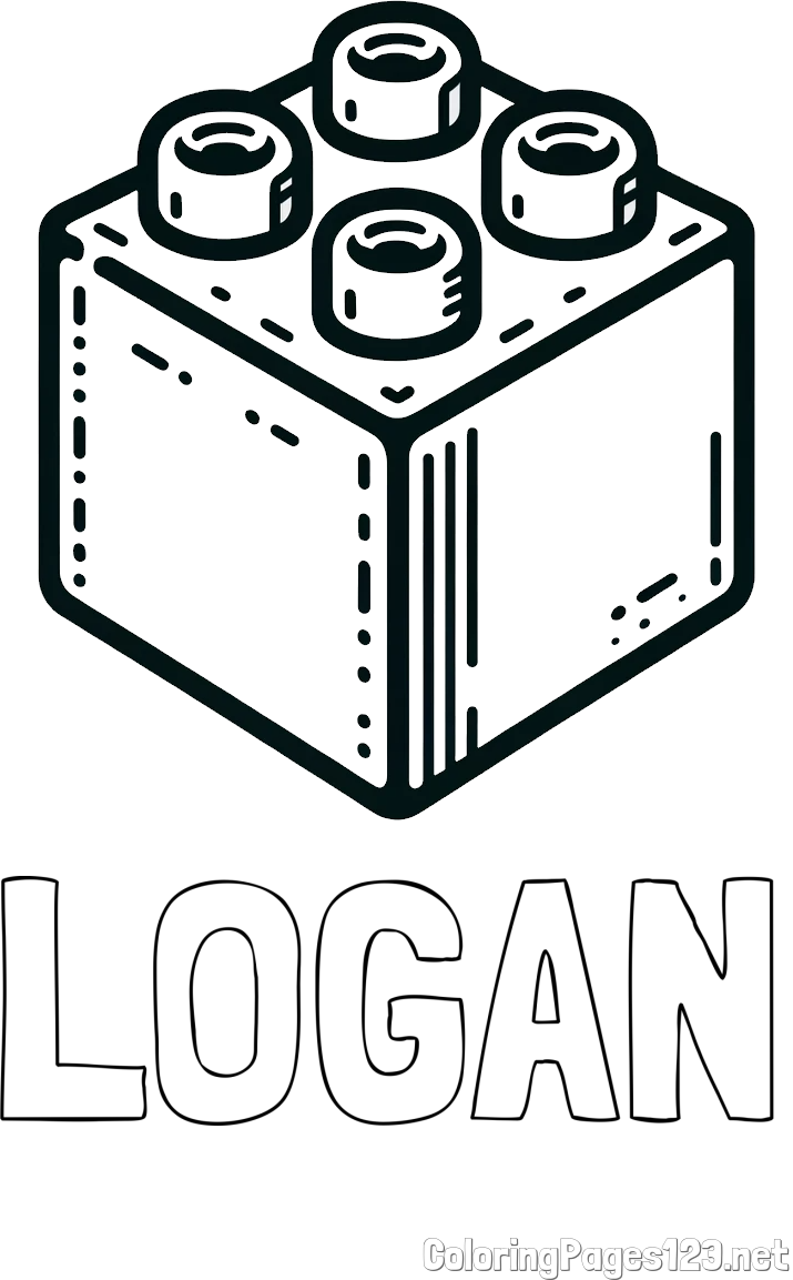 LOGAN Coloring Page and LEGO Brick Coloring Page