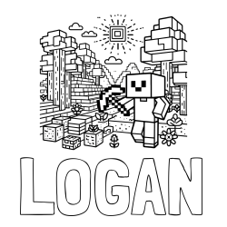 Online Created Coloring Page - LOGAN Coloring Page and Minecraft World Coloring Page