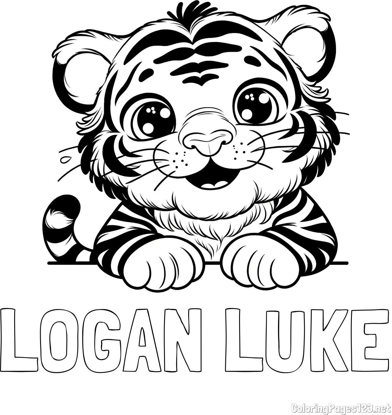 LOGAN LUKE Coloring Page and Tiger Cub Coloring Page