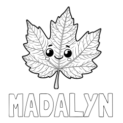 Online Created Coloring Page - MADALYN Coloring Page and Smiling Leaf Coloring Page for Kids