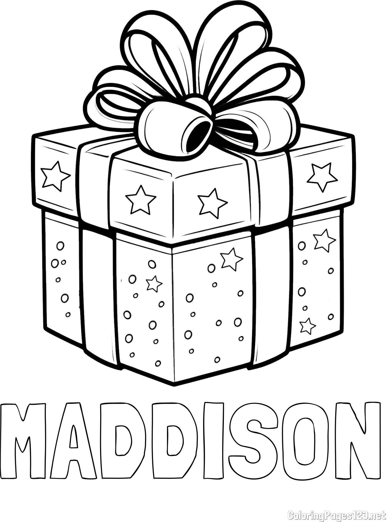 MADDISON Coloring Page and Christmas Gift Coloring Page