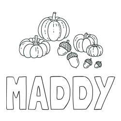 Online Created Coloring Page - MADDY Coloring Page and Autumn Harvest Coloring Page - Acorns and Pumpkins