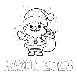 Online Created Coloring Page - MASON 2026 Coloring Page and Free Coloring Page of Santa Claus with Presents