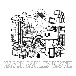 Online Created Coloring Page - MASON ASHLEY WAYNE Coloring Page and Minecraft World Coloring Page