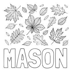 Online Created Coloring Page - MASON Coloring Page and Autumn Leaves Coloring Page