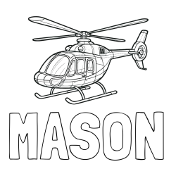 Online Created Coloring Page - MASON Coloring Page and Coloring Page of a Police Helicopter