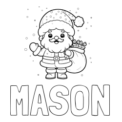 Online Created Coloring Page - MASON Coloring Page and Free Coloring Page of Santa Claus with Presents