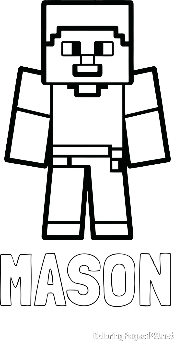 MASON Coloring Page and Minecraft Steve Coloring Page