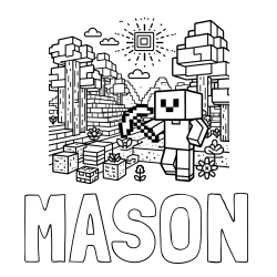 Online Created Coloring Page - MASON Coloring Page and Minecraft World Coloring Page