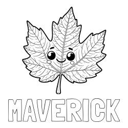 Online Created Coloring Page - MAVERICK Coloring Page and Smiling Leaf Coloring Page for Kids