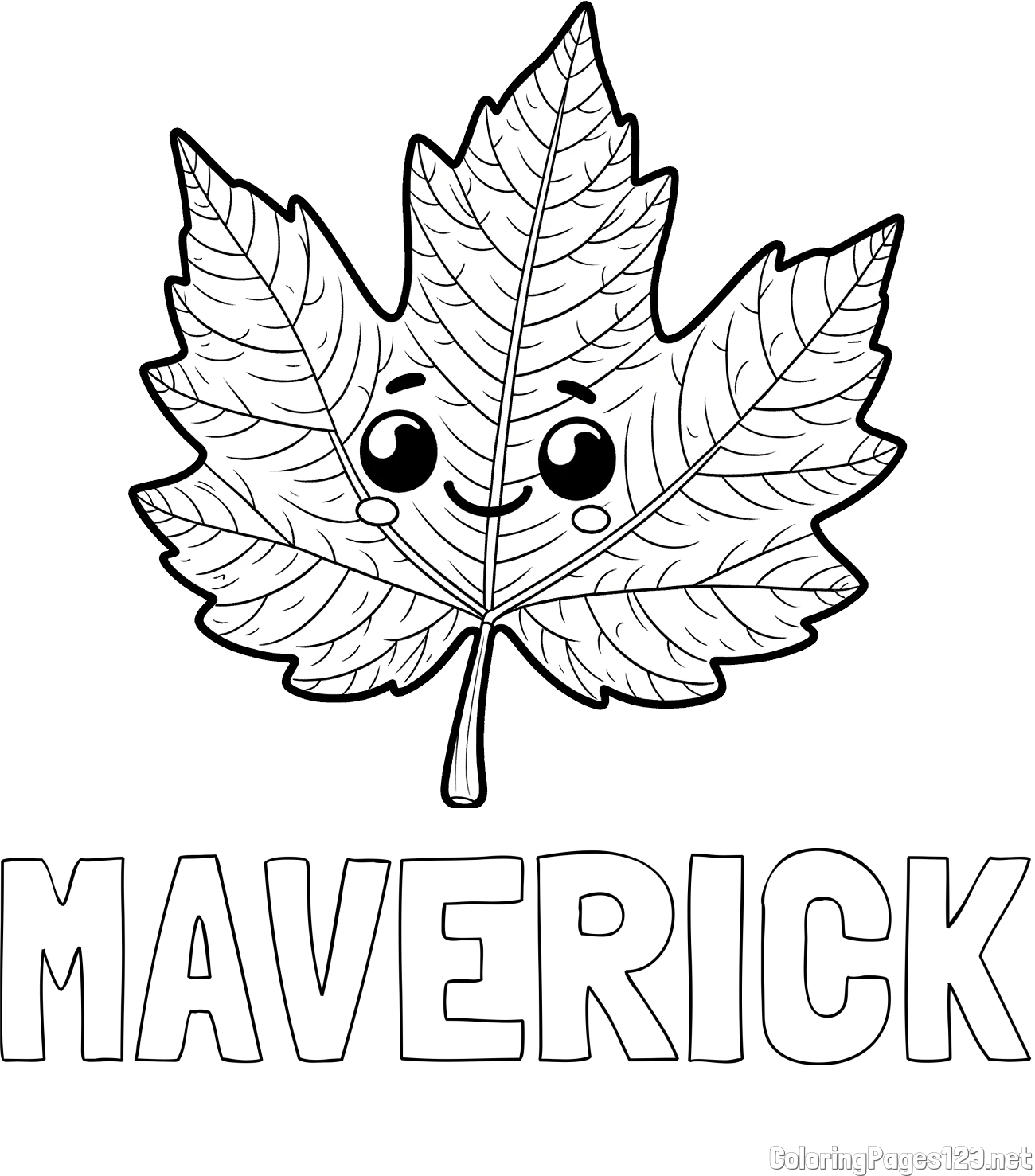 MAVERICK Coloring Page and Smiling Leaf Coloring Page for Kids