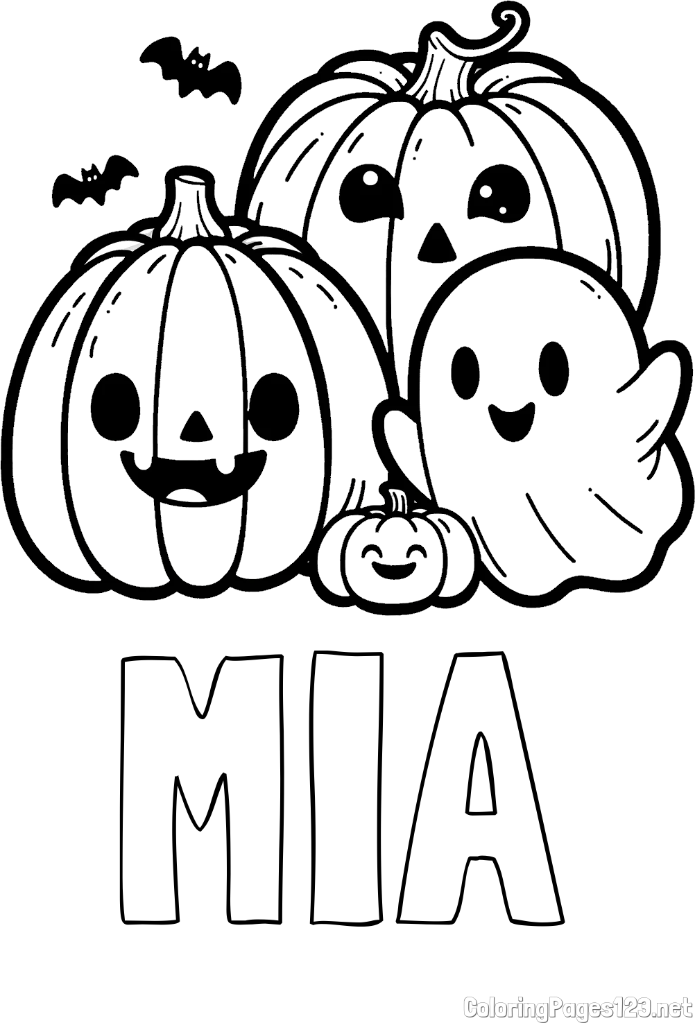MIA Coloring Page and Halloween Pumpkin and Ghost Coloring Page