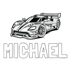 Online Created Coloring Page - MICHAEL Coloring Page and Coloring Page of a Futuristic Racing Car