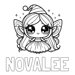 Online Created Coloring Page - NOVALEE Coloring Page and Coloring Page of a Cute Magical Fairy with Big Eyes