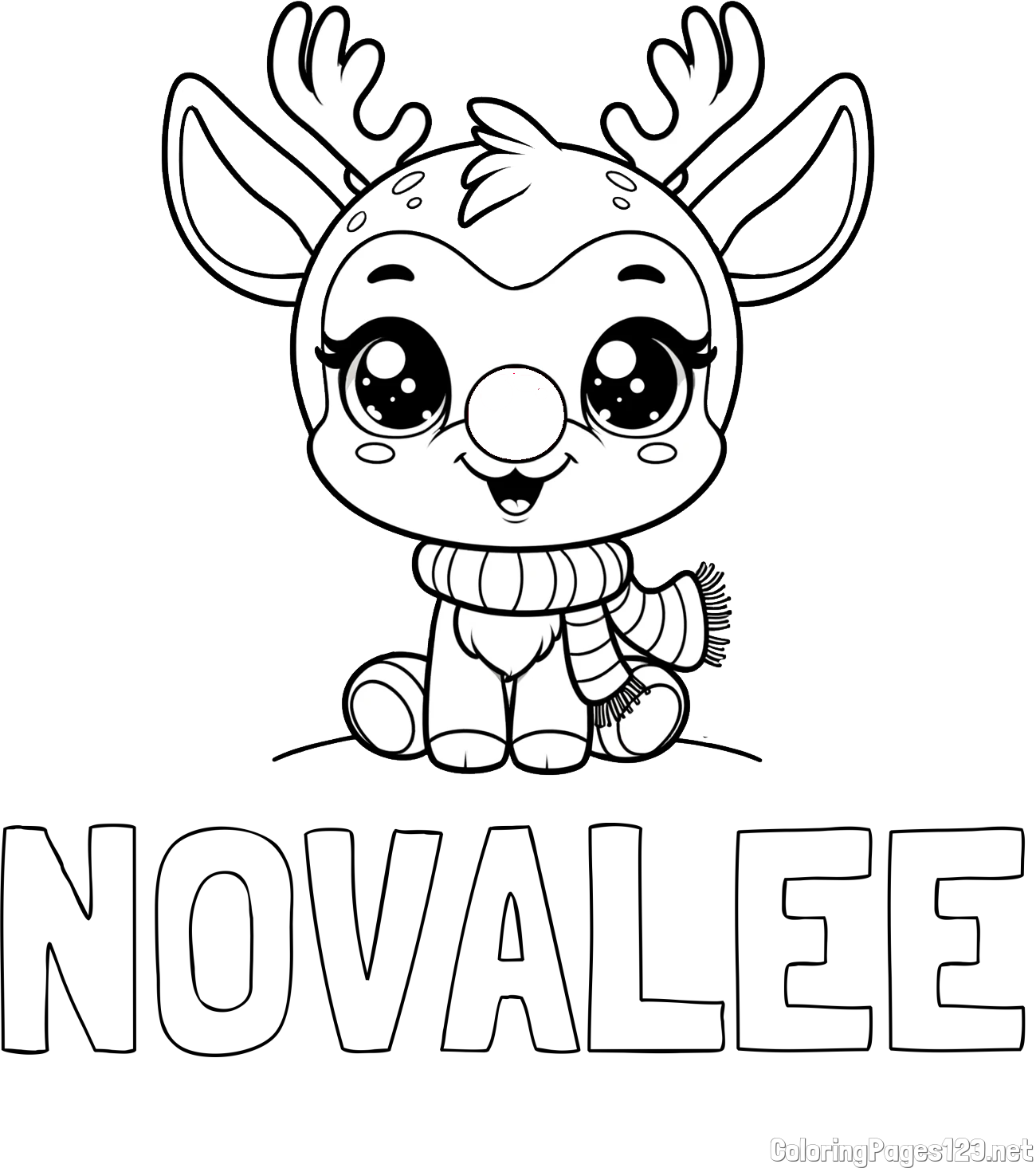 NOVALEE Coloring Page and Free Coloring Page of Adorable Rudolph