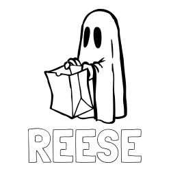 Online Created Coloring Page - REESE Coloring Page and Ghost with a Candy Bag Coloring Page