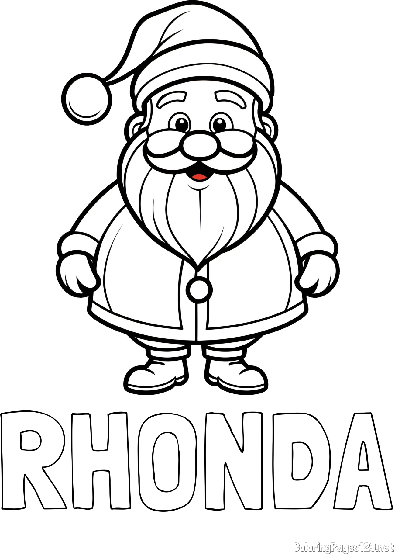 RHONDA Coloring Page and Adorable Santa Claus Coloring Page for kids